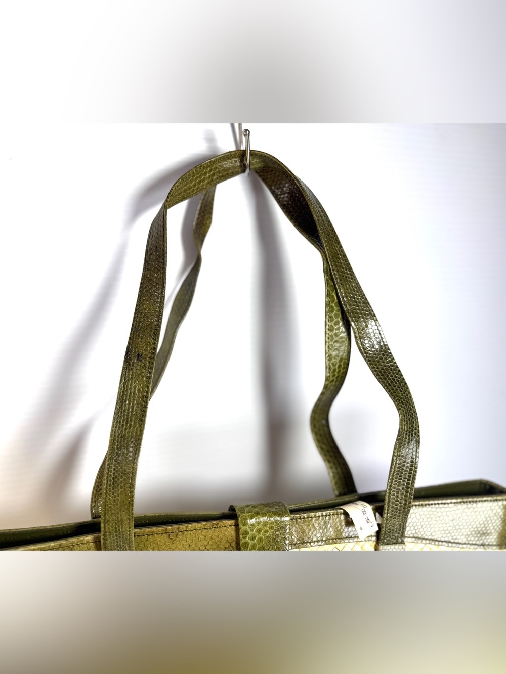 Source Unknown Olive Green And Natural Woven Tote View 2